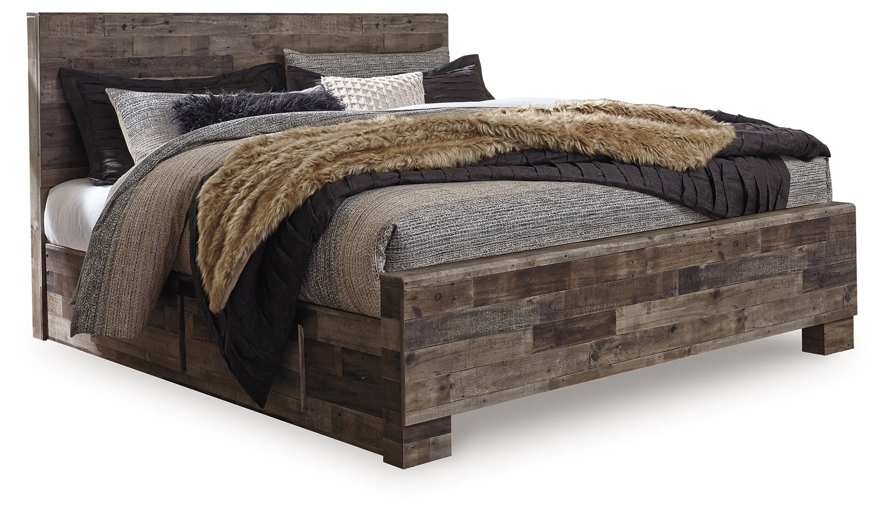 Derekson Multi Gray King Panel Bed with 2 Side Storage (Online Special Price) - Ornate Home