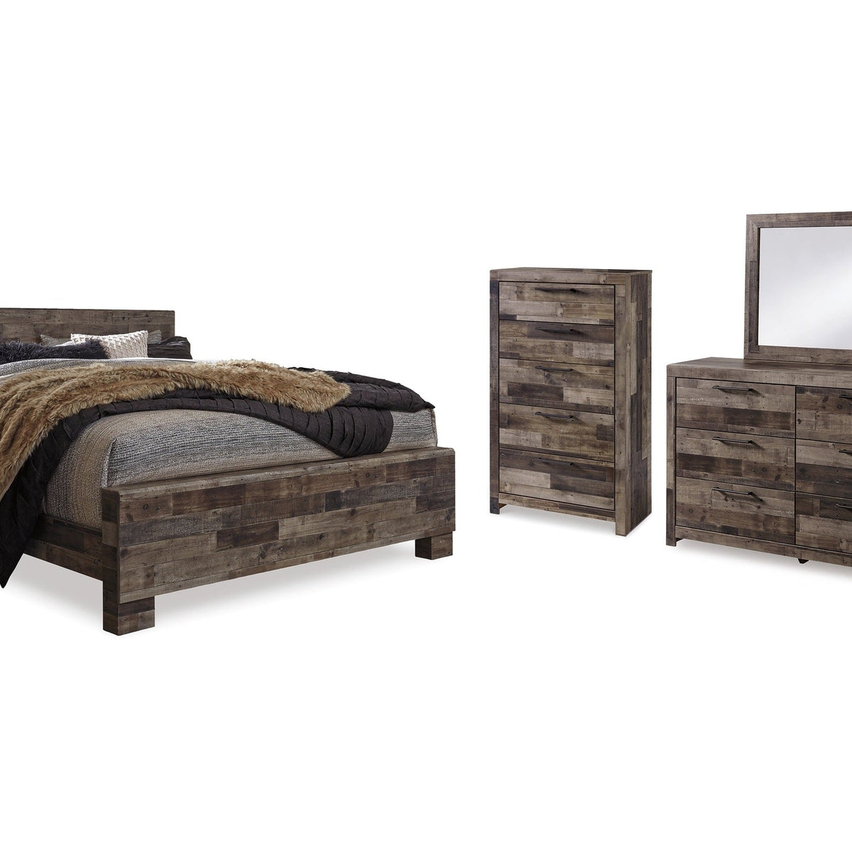 Ashley Furniture Derekson Multi Gray King Panel Bedroom Set with ...