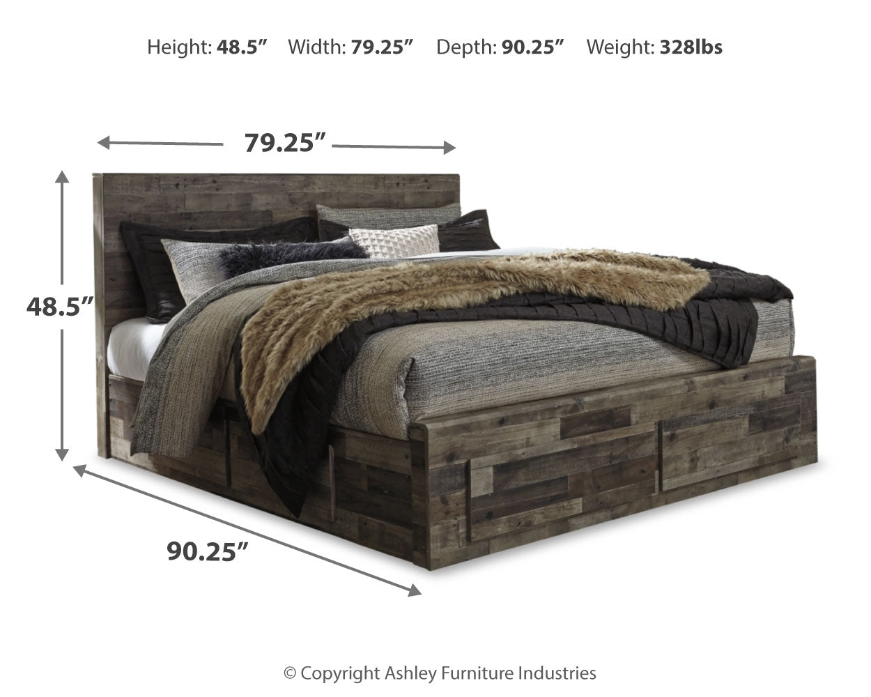 Derekson Multi Gray King Panel Storage Bed, Dresser, Mirror, Chest and 2 Nightstands - Ornate Home