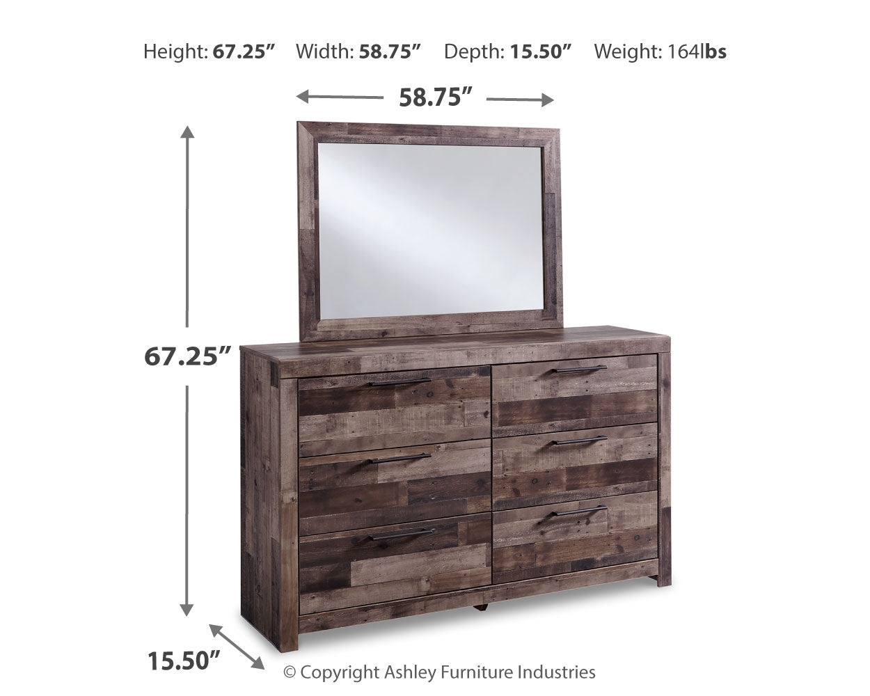 Derekson Multi Gray King Panel Storage Bedroom Set with Dresser, Mirror and Nightstand (Online Special Price) - Ornate Home