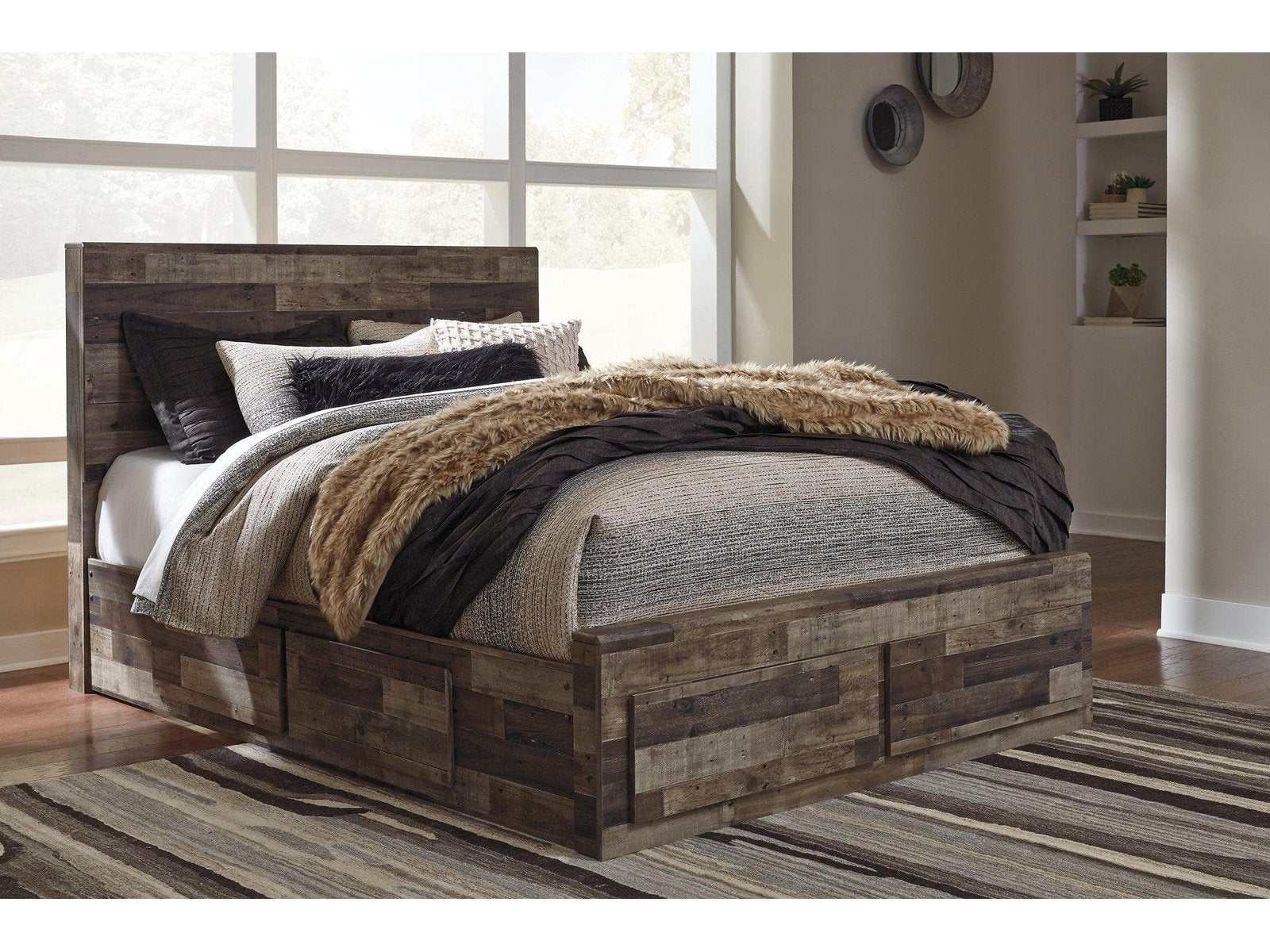 Derekson Multi Gray Queen Panel Bed w/ 6 Storage Drawers (Online Special Price) - Ornate Home