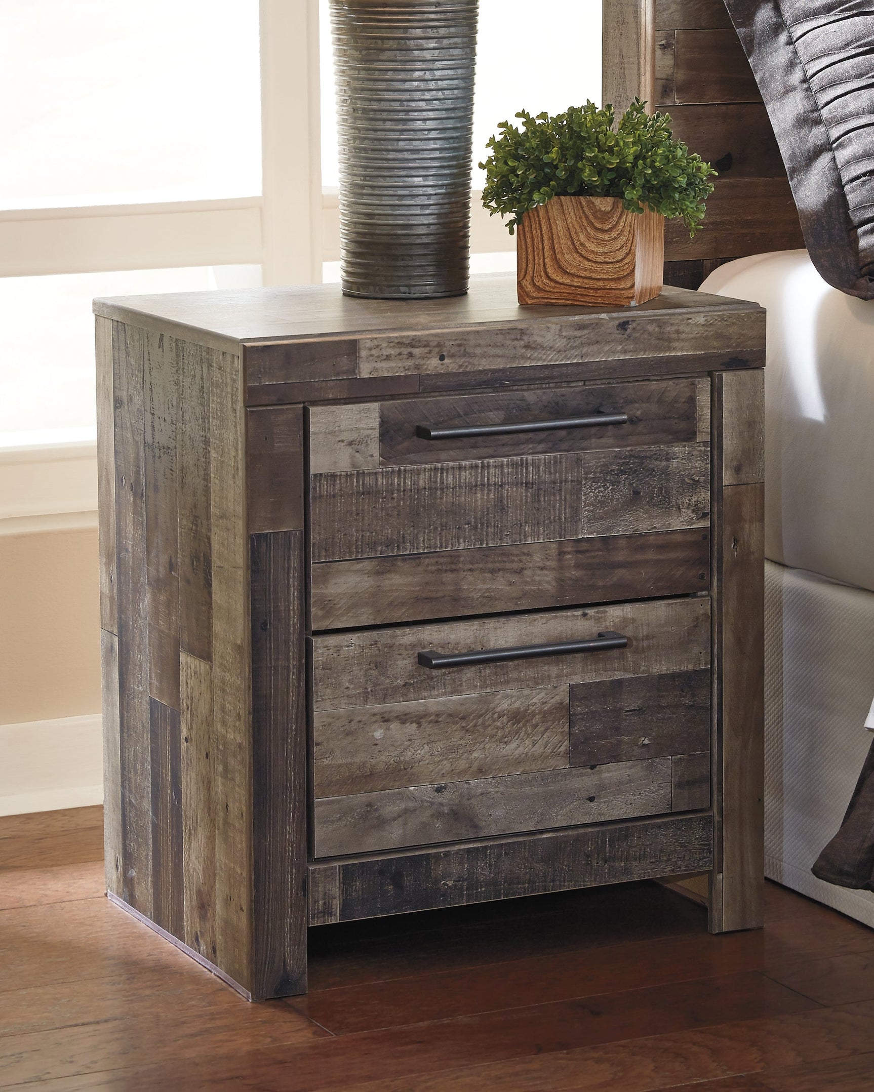 Derekson Multi Gray Queen Panel Storage Bedroom Set with 2 Nightstands (Online Special Price) - Ornate Home