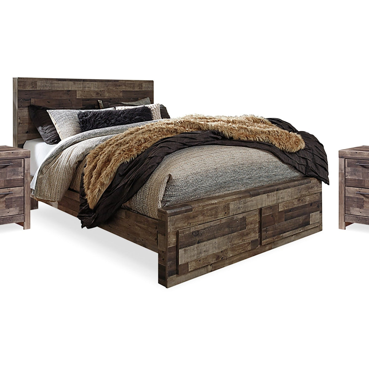 Ashley Furniture Derekson Multi Gray Queen Panel Storage Bedroom Set ...