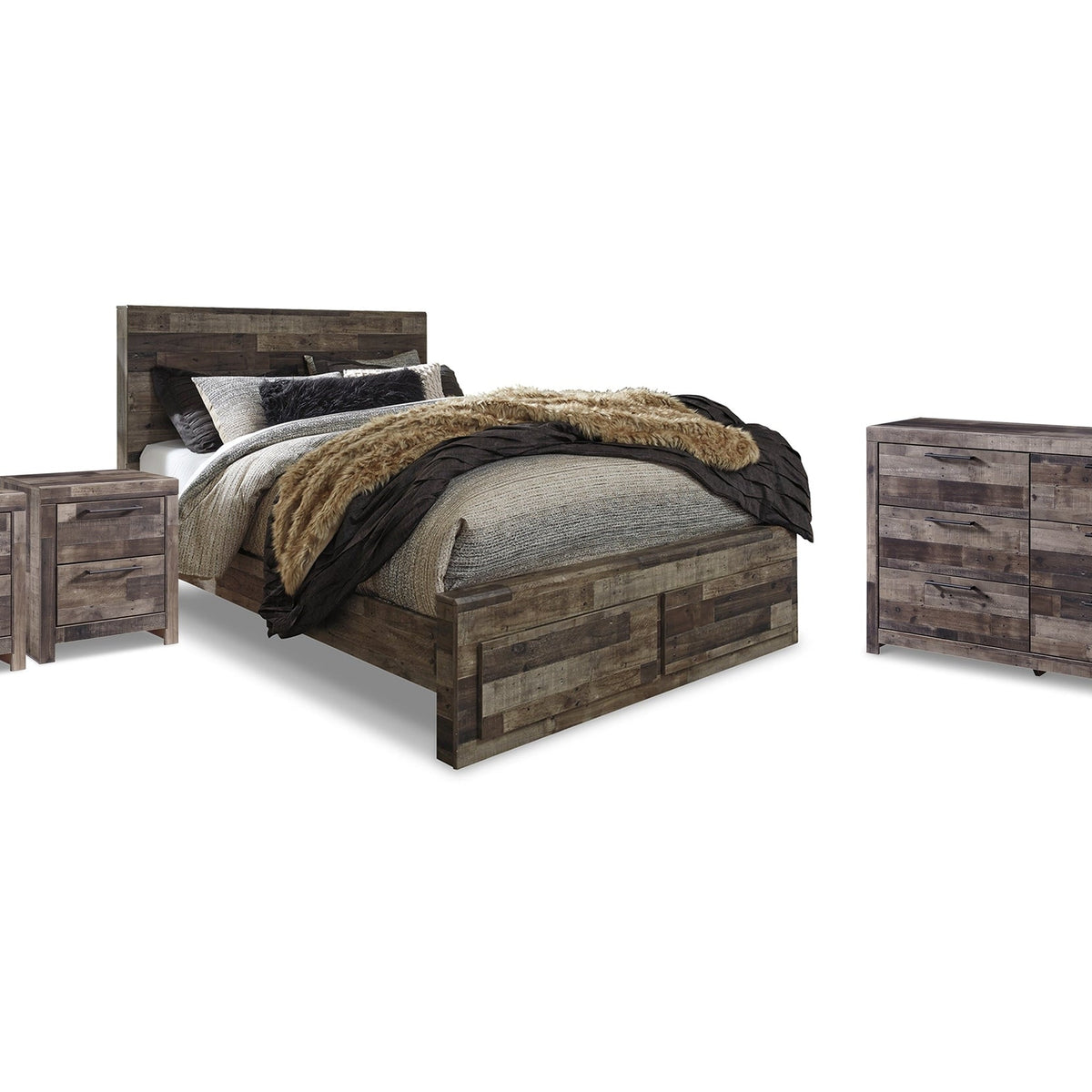Ashley Furniture Derekson Multi Gray Queen Panel Storage Bedroom Set ...