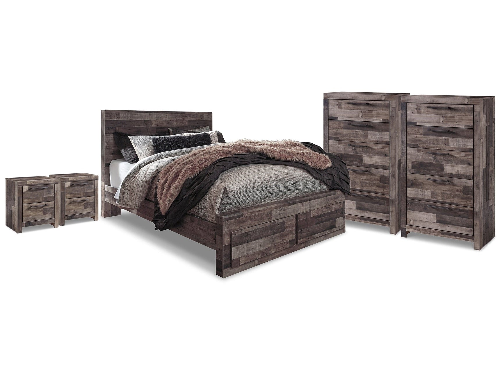 Derekson Multi Gray Queen Storage Bedroom Set with 2 Chests and 2 Nightstands (Online Special Price) - Ornate Home