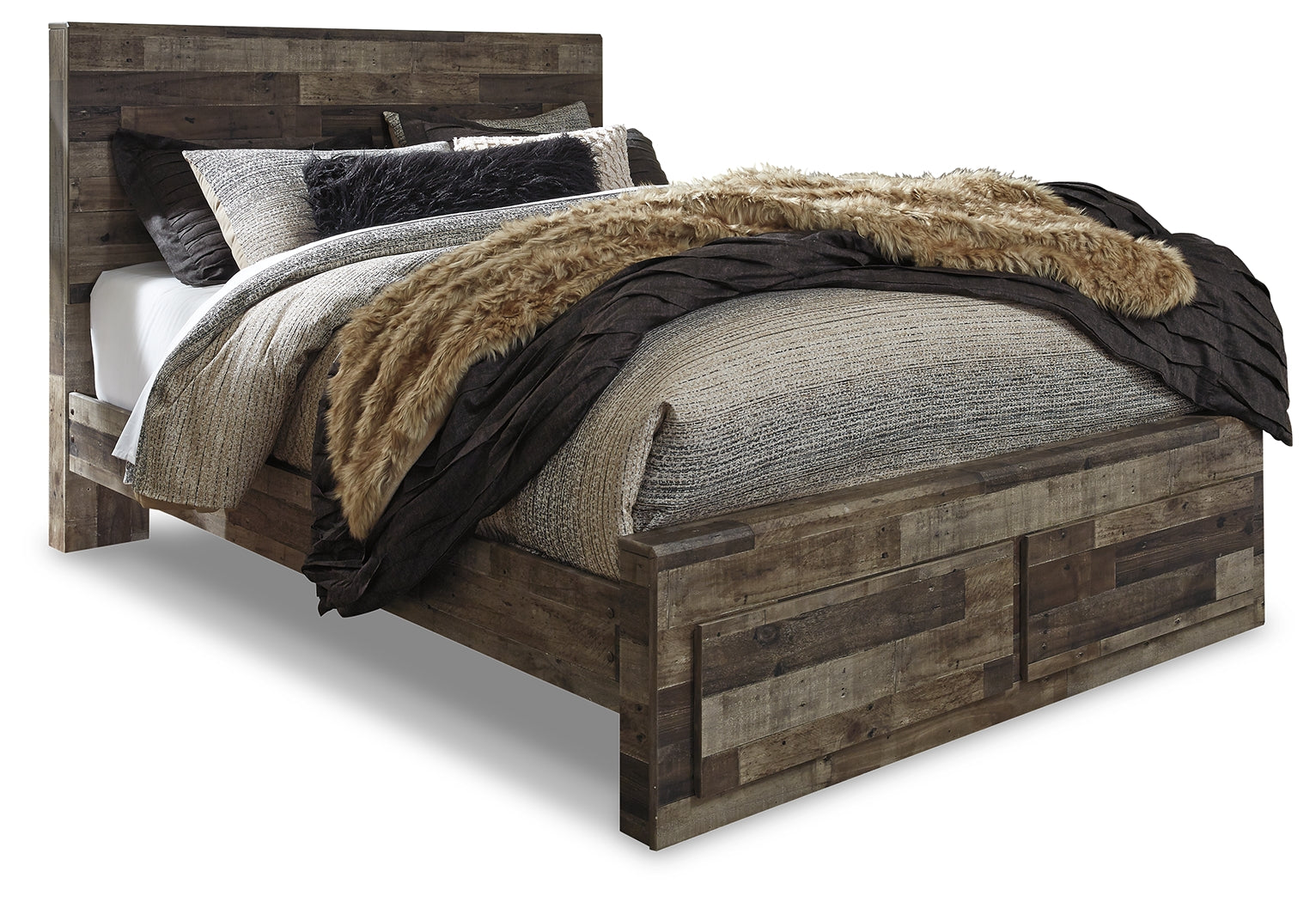 Derekson Multi Gray Queen Storage Bedroom Set with Dresser, Mirror, Chest and 2 Nightstands (Online Special Price) - Ornate Home