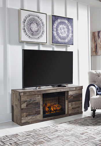 Derekson Multi Gray TV Stand with Electric Fireplace (Online Special Price) - Ornate Home