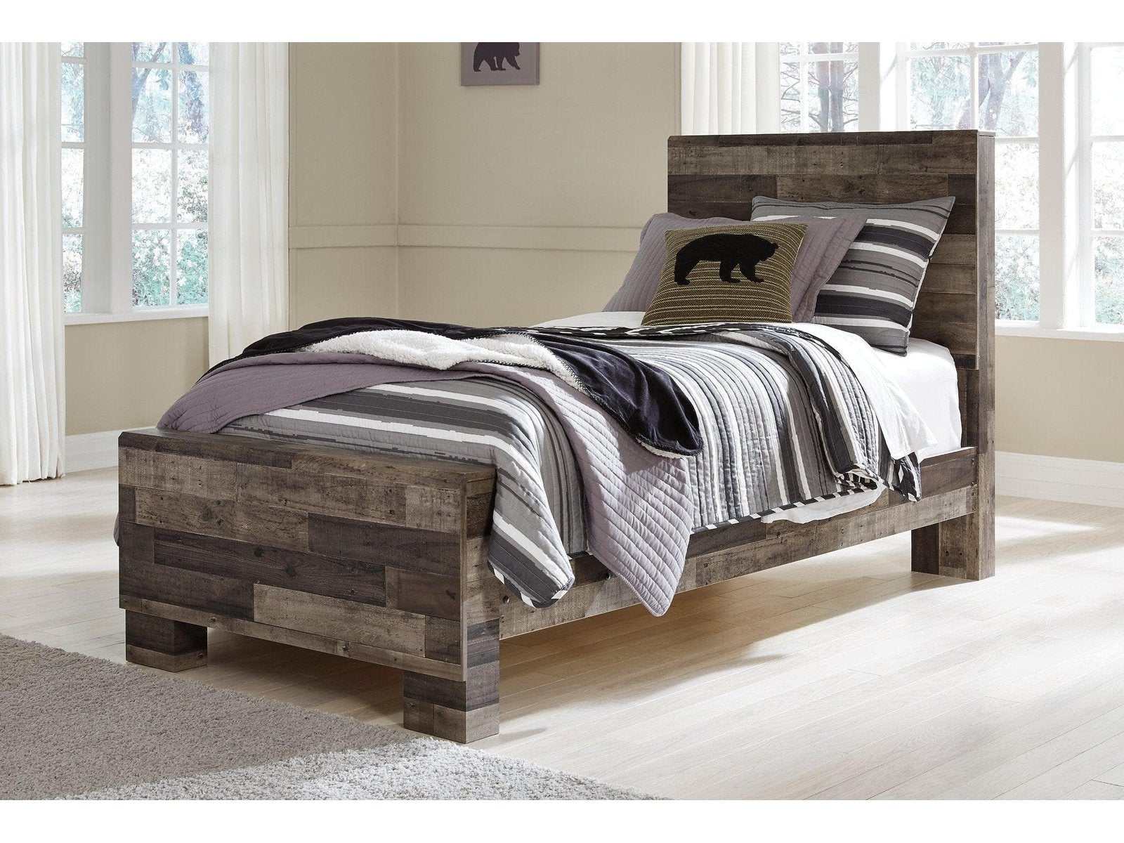 Derekson Multi Gray Twin Panel Bed (Online Special Price) - Ornate Home