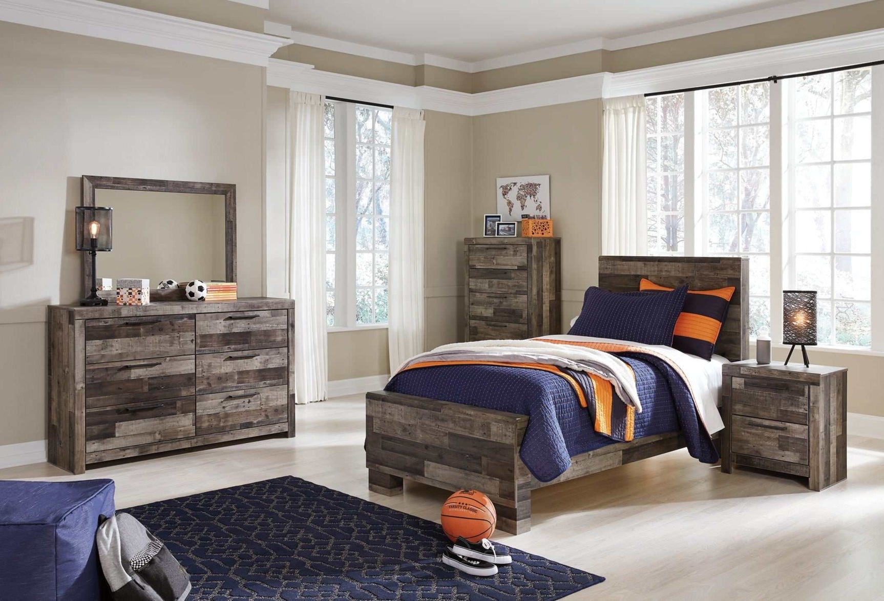 Derekson Multi Gray Twin Panel Bed (Online Special Price) - Ornate Home