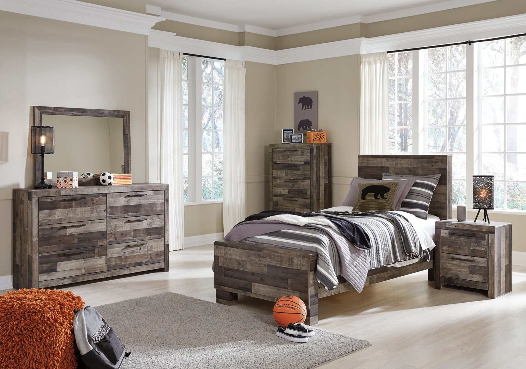 Derekson Multi Gray Twin Panel Bed (Online Special Price) - Ornate Home