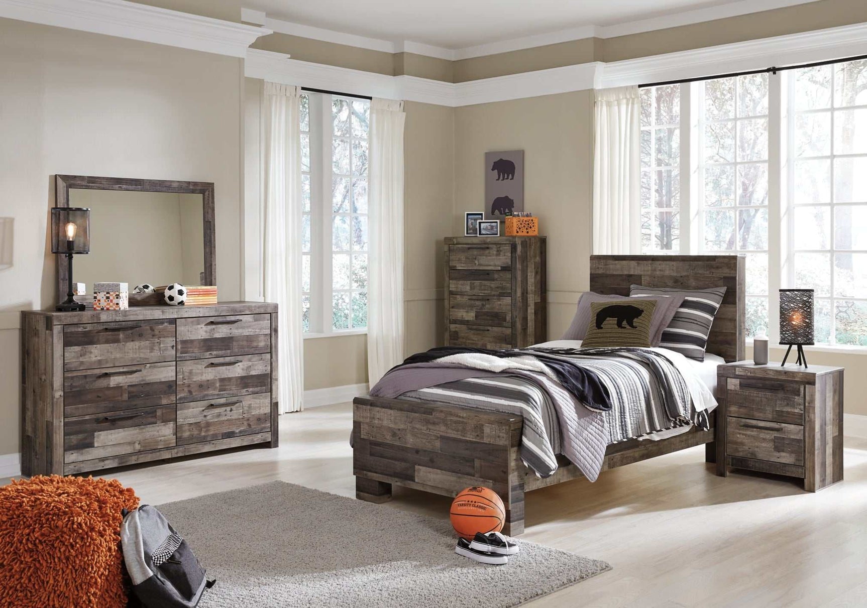 Derekson Multi Gray Twin Panel Bed - Ornate Home