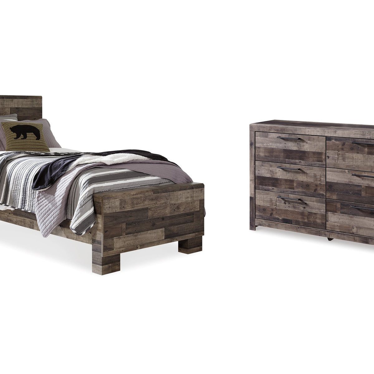 Ashley Furniture Derekson Multi Gray Twin Panel Bedroom Set with Dresser