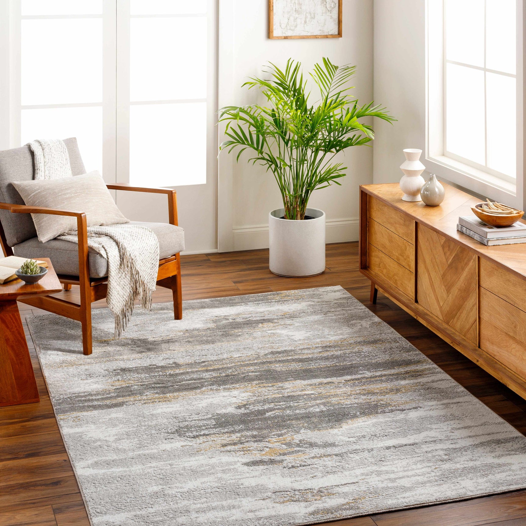Derex Abstract Gray Rug - Ornate Home