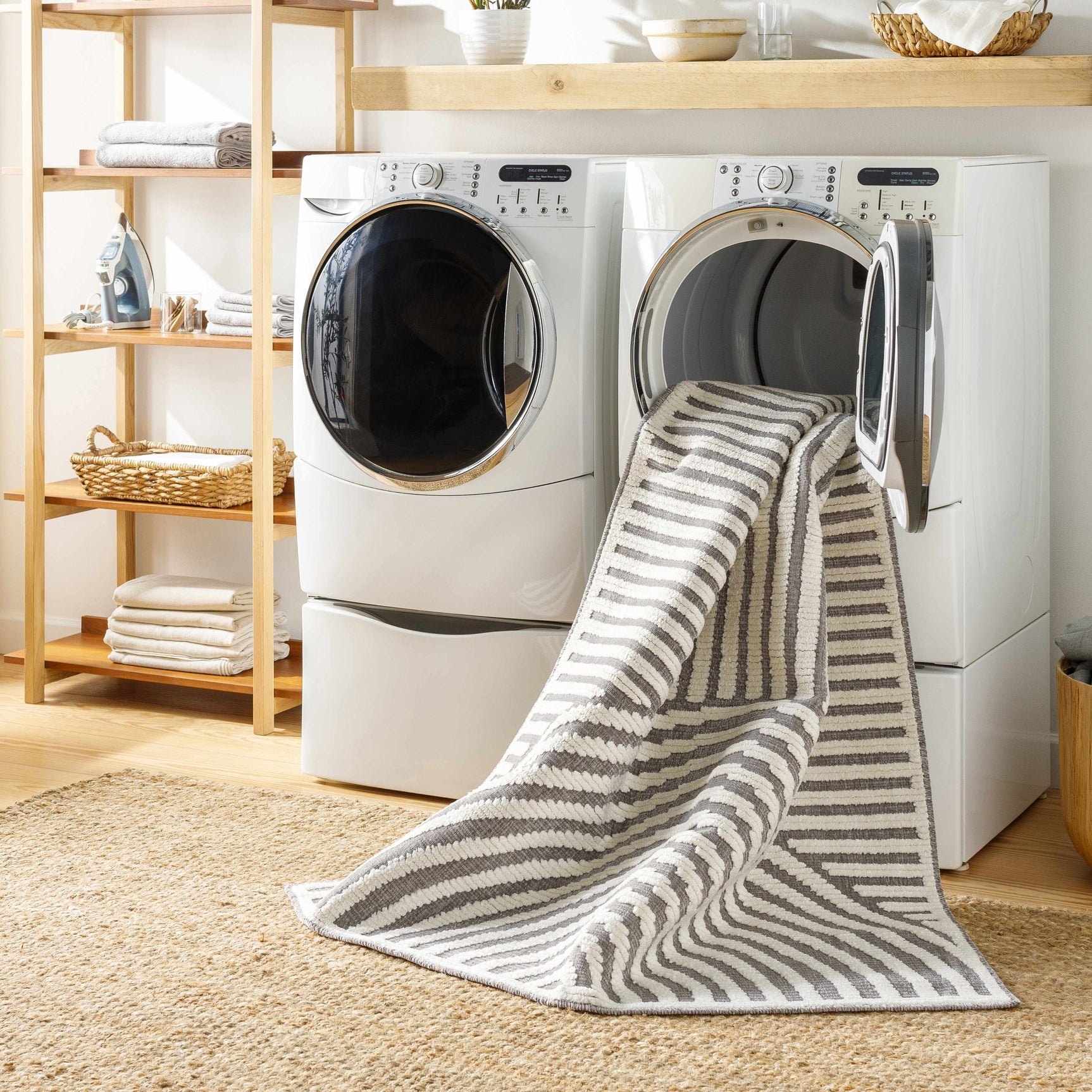 Deron Gray Rainbow Washable Rug - Ornate Home