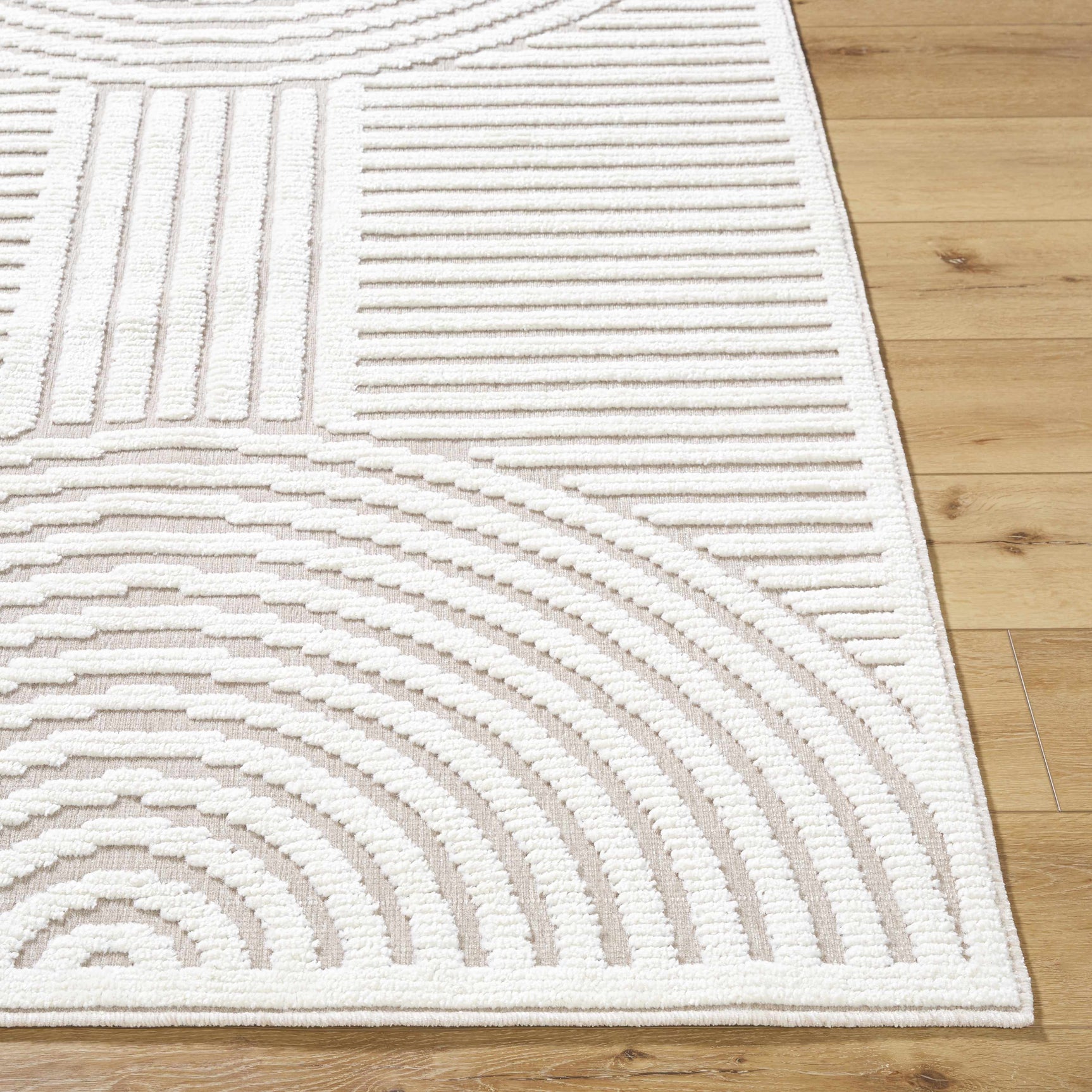 Deron Ivory 3D Rainbow Washable Rug - Ornate Home