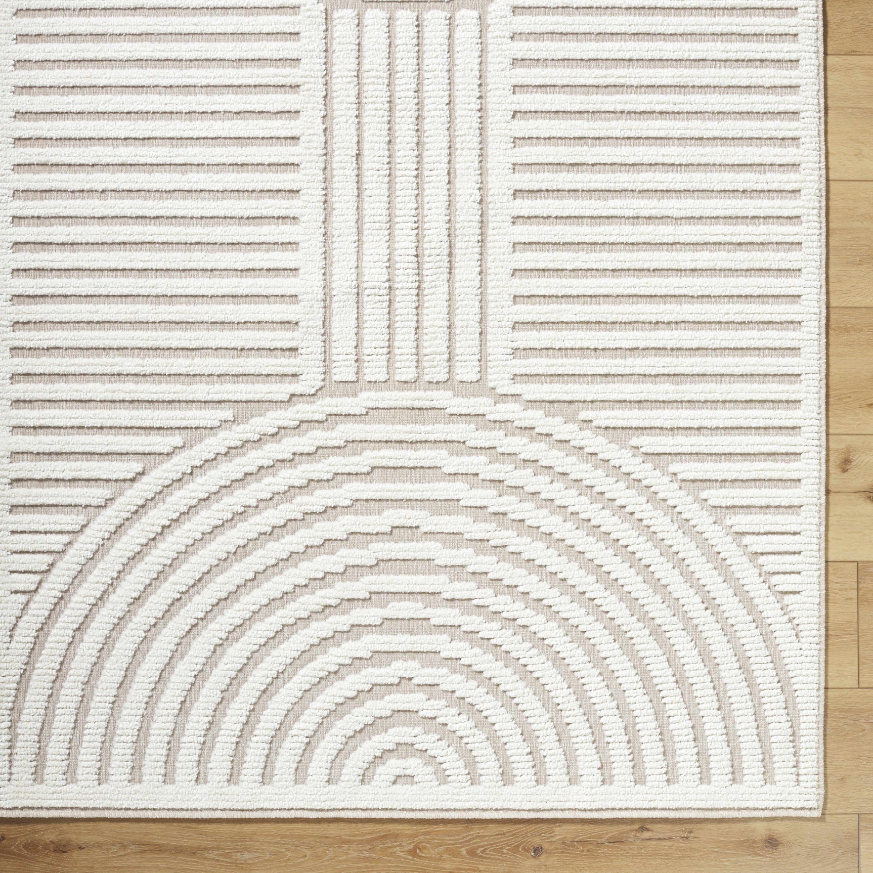 Deron Ivory 3D Rainbow Washable Rug - Ornate Home