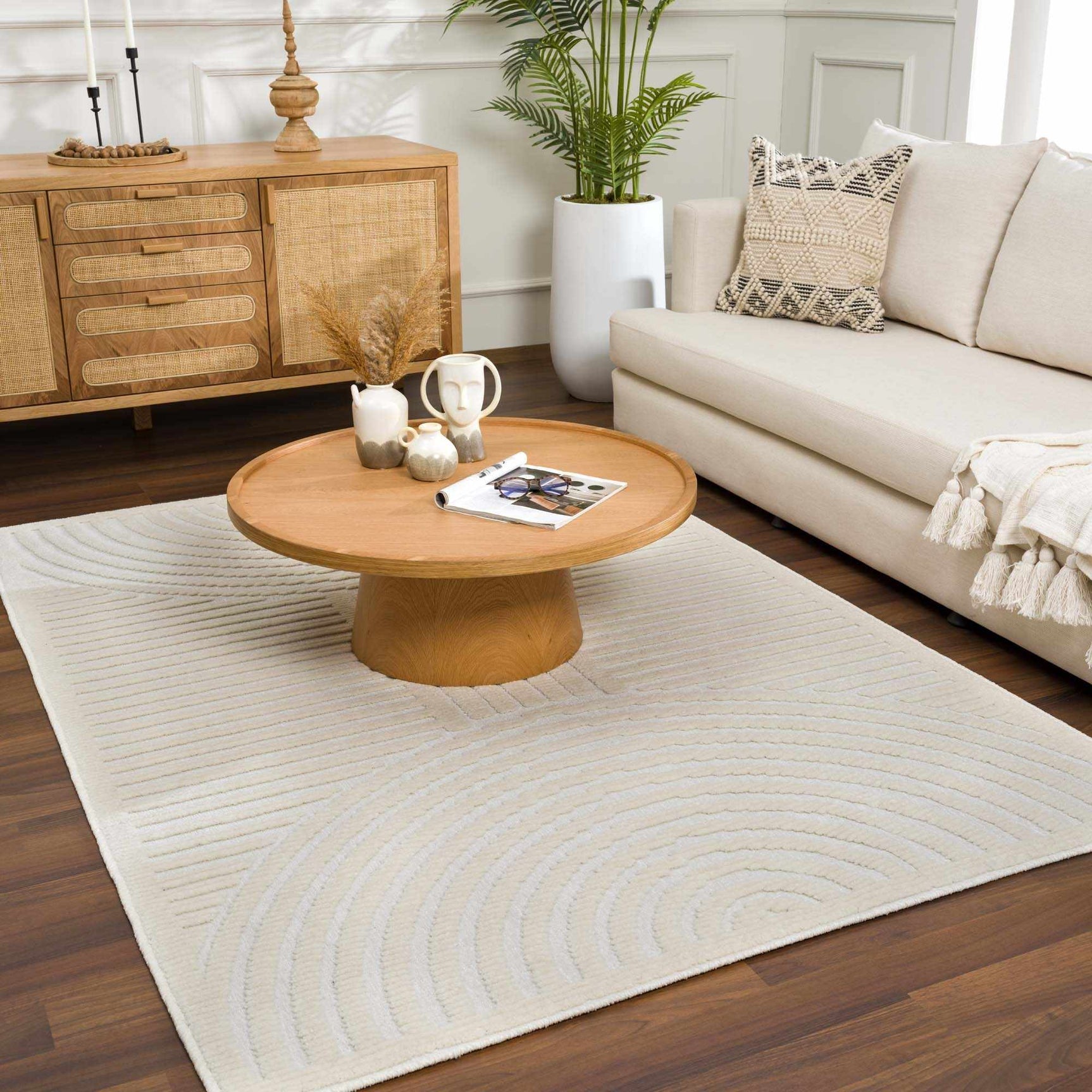 Deron White Washable 3D Rug - Ornate Home