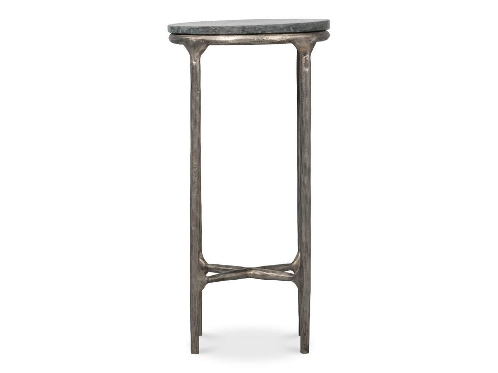 Derrick Black Iron End Table With Marble Top - Ornate Home