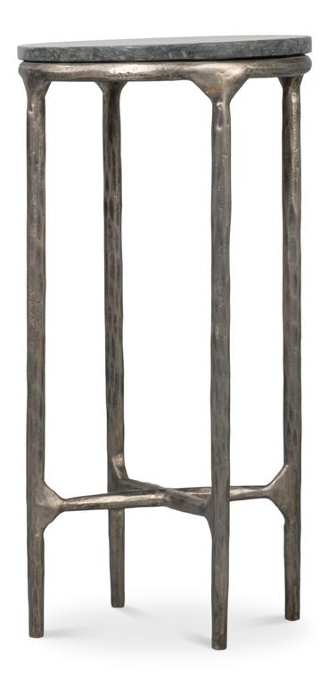 Derrick Black Iron End Table With Marble Top - Ornate Home