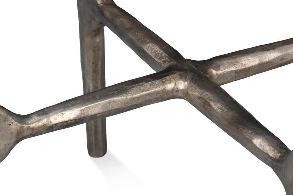 Derrick Black Iron End Table With Marble Top - Ornate Home