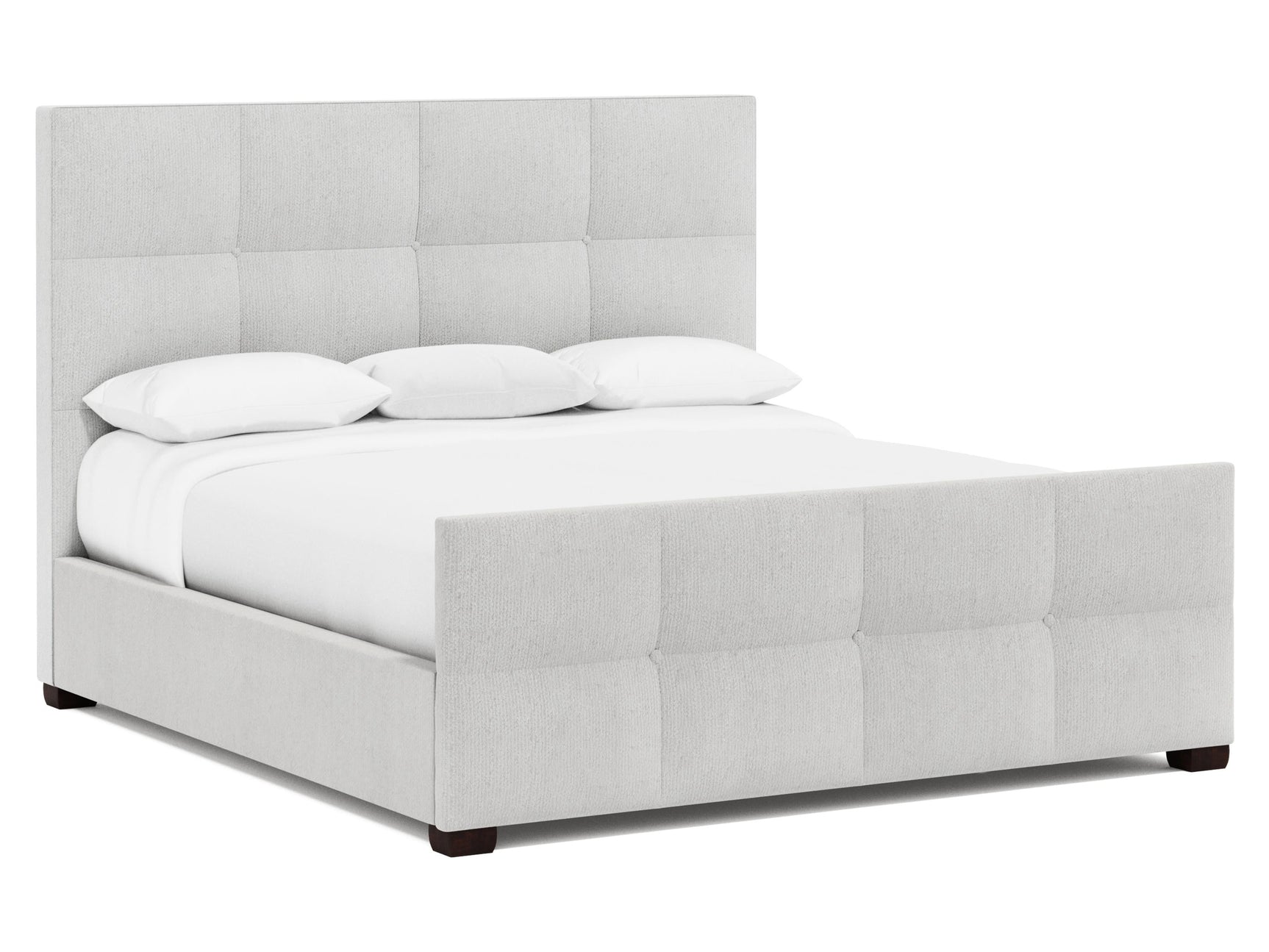 Derrick White/Cream Fabric California King Panel Bed – 32.25" Footboard - Ornate Home