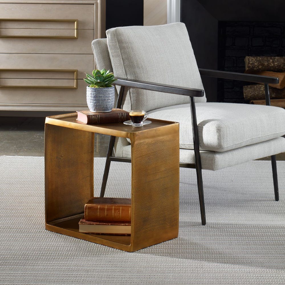 Derwent Antique Brass Side Table - Ornate Home