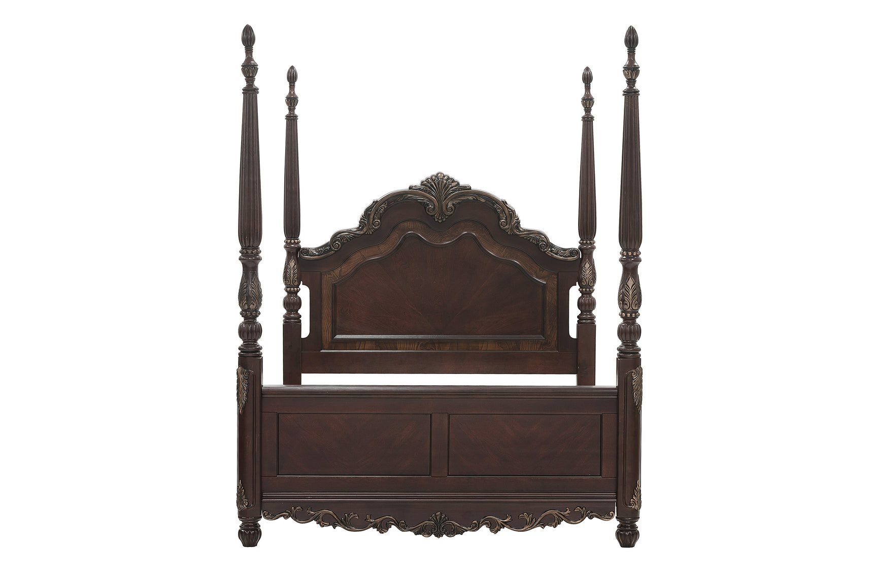 Deryn Park Cherry 4-piece Queen Traditional Bedroom Set - Ornate Home