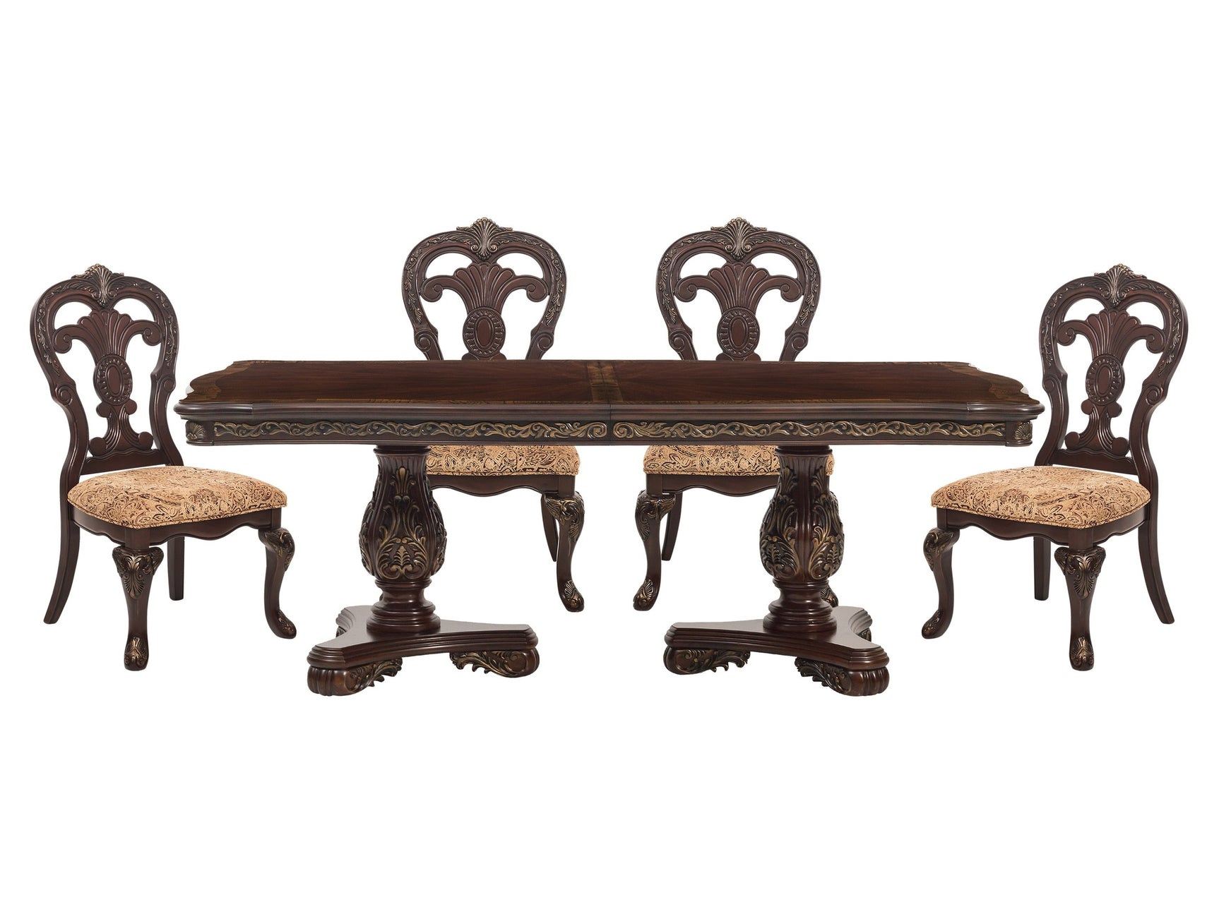 Deryn Park Cherry 5-piece Dinig Table Set - Ornate Home