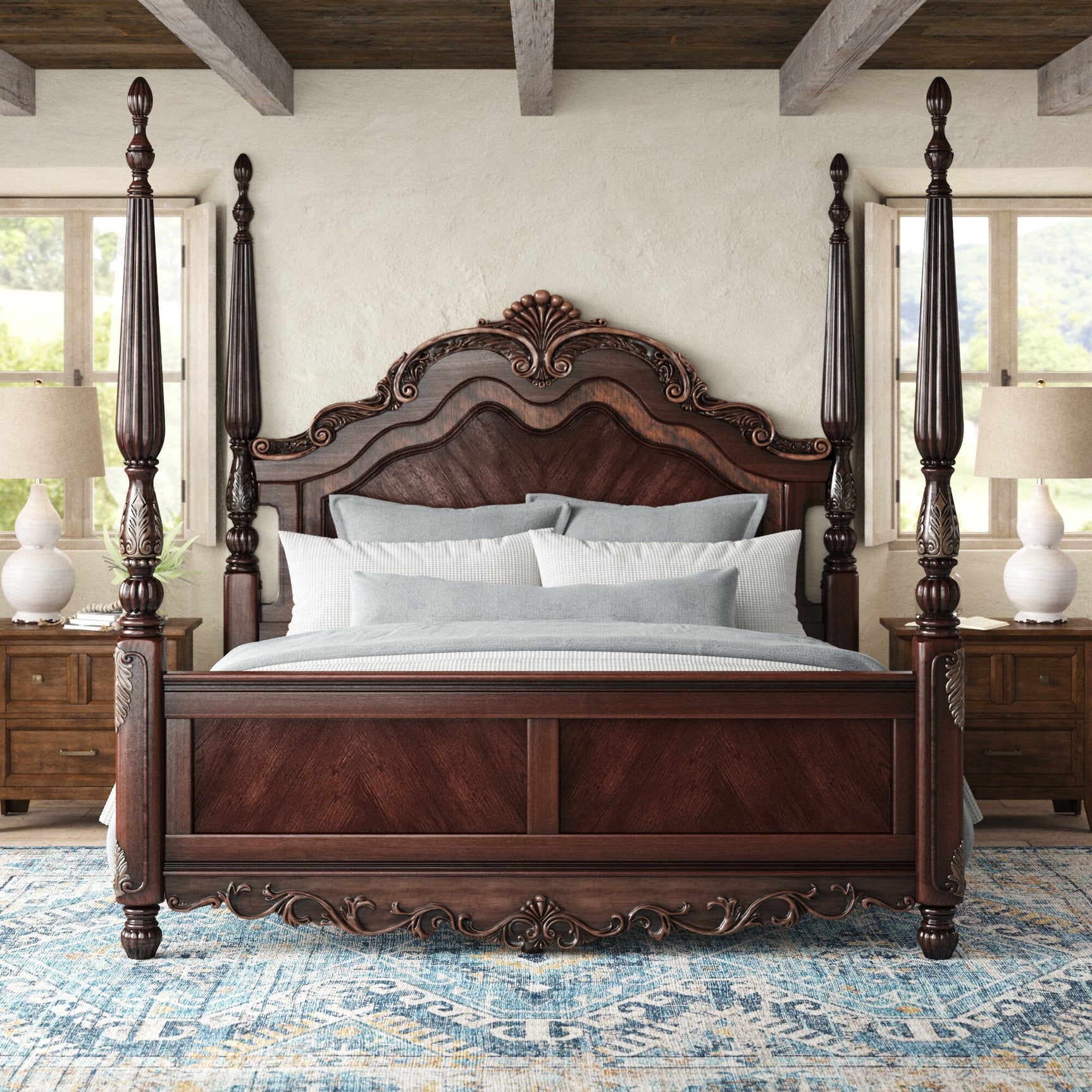 Deryn Park Cherry Queen Poster Bed - Ornate Home