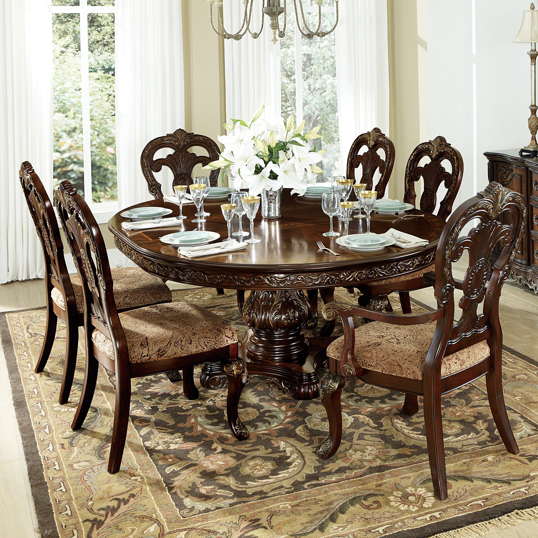 Deryn Park Cherry Round/Oval Dining Table w/ Extension - Ornate Home