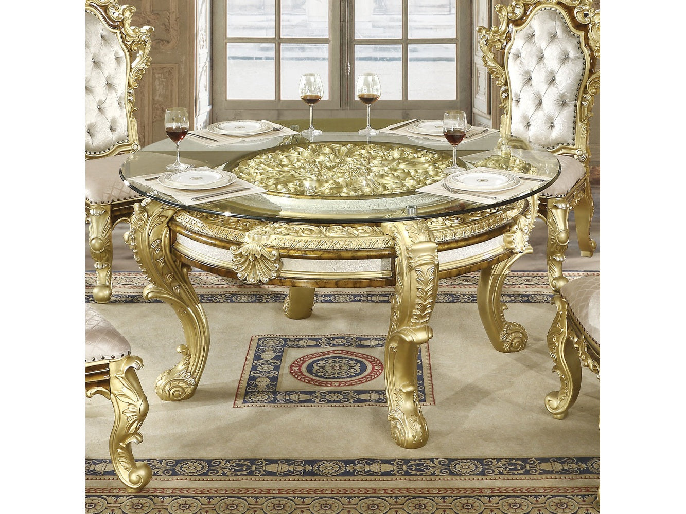 Desiderius Antique Gold Round Dining Table - Ornate Home