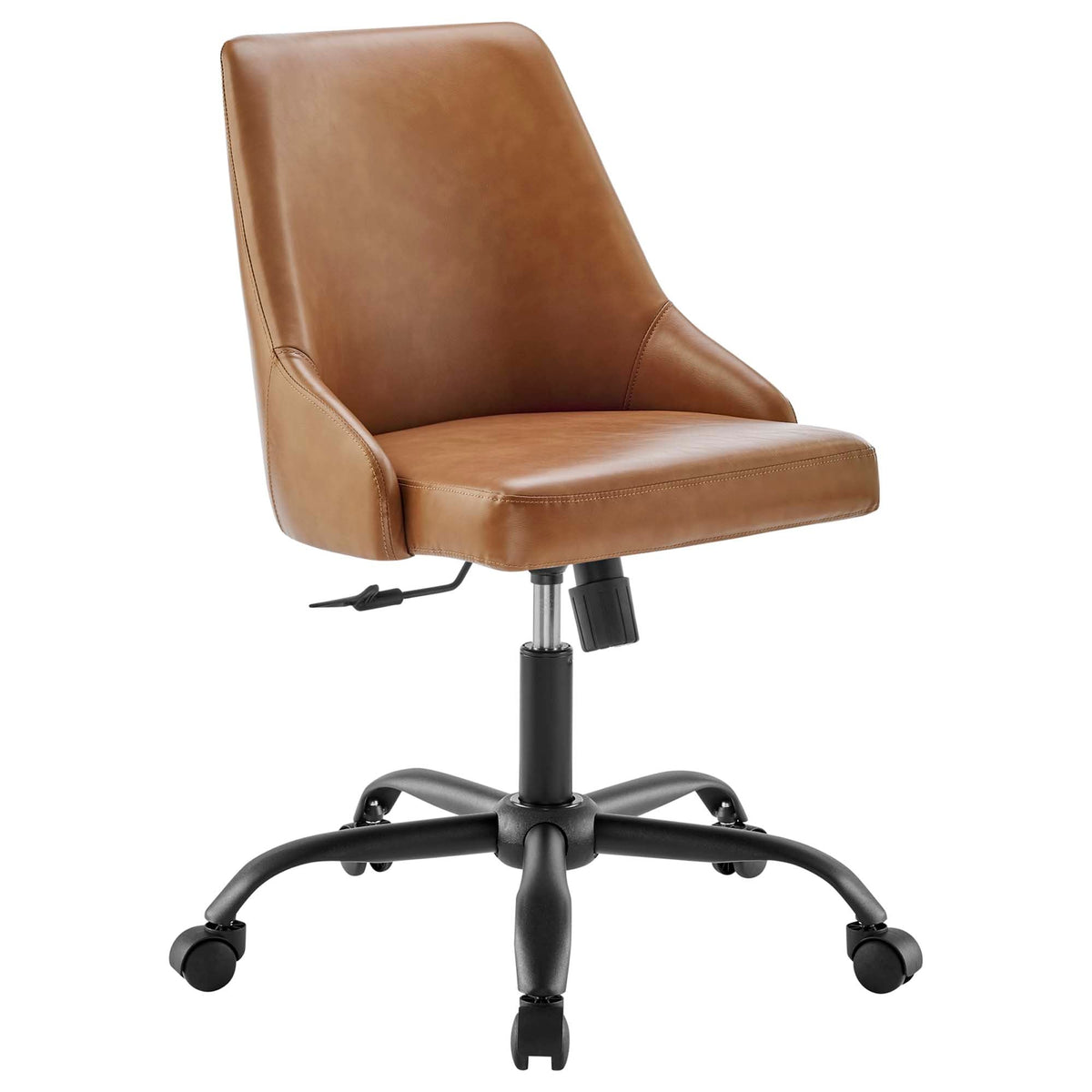 Designate Black/Tan Swivel Vegan Leather Office Chair - Ornate Home