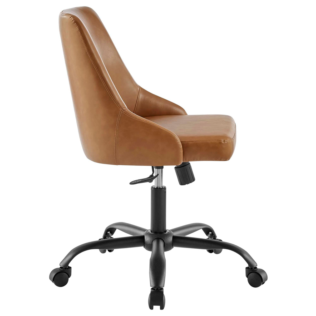 Designate Black/Tan Swivel Vegan Leather Office Chair - Ornate Home