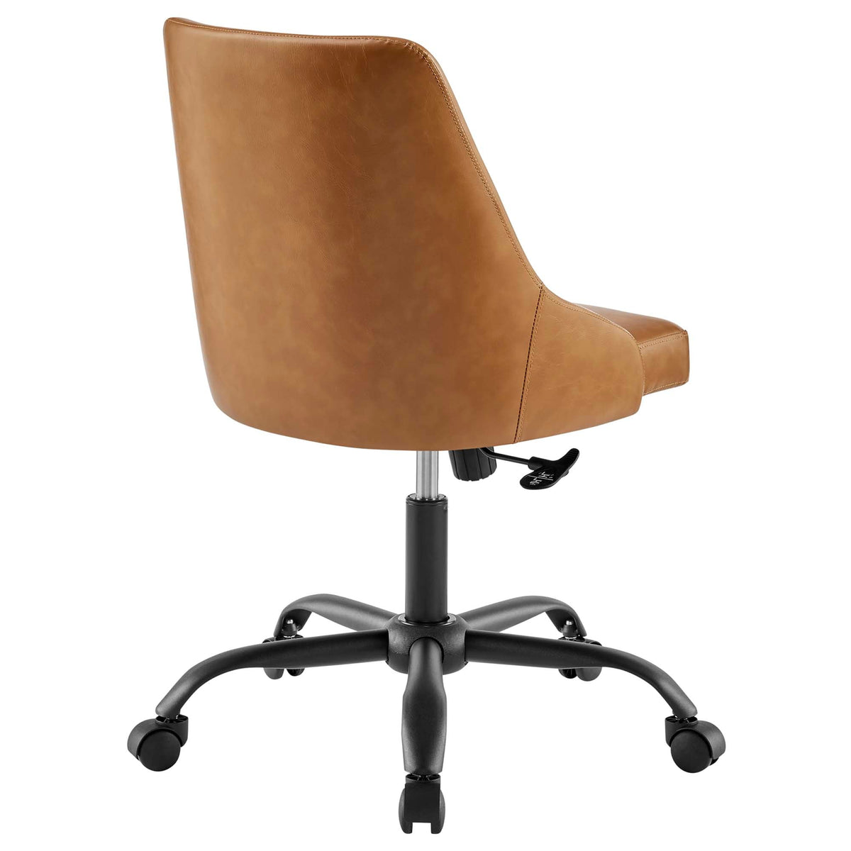 Designate Black/Tan Swivel Vegan Leather Office Chair - Ornate Home