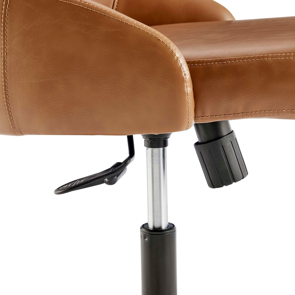 Designate Black/Tan Swivel Vegan Leather Office Chair - Ornate Home