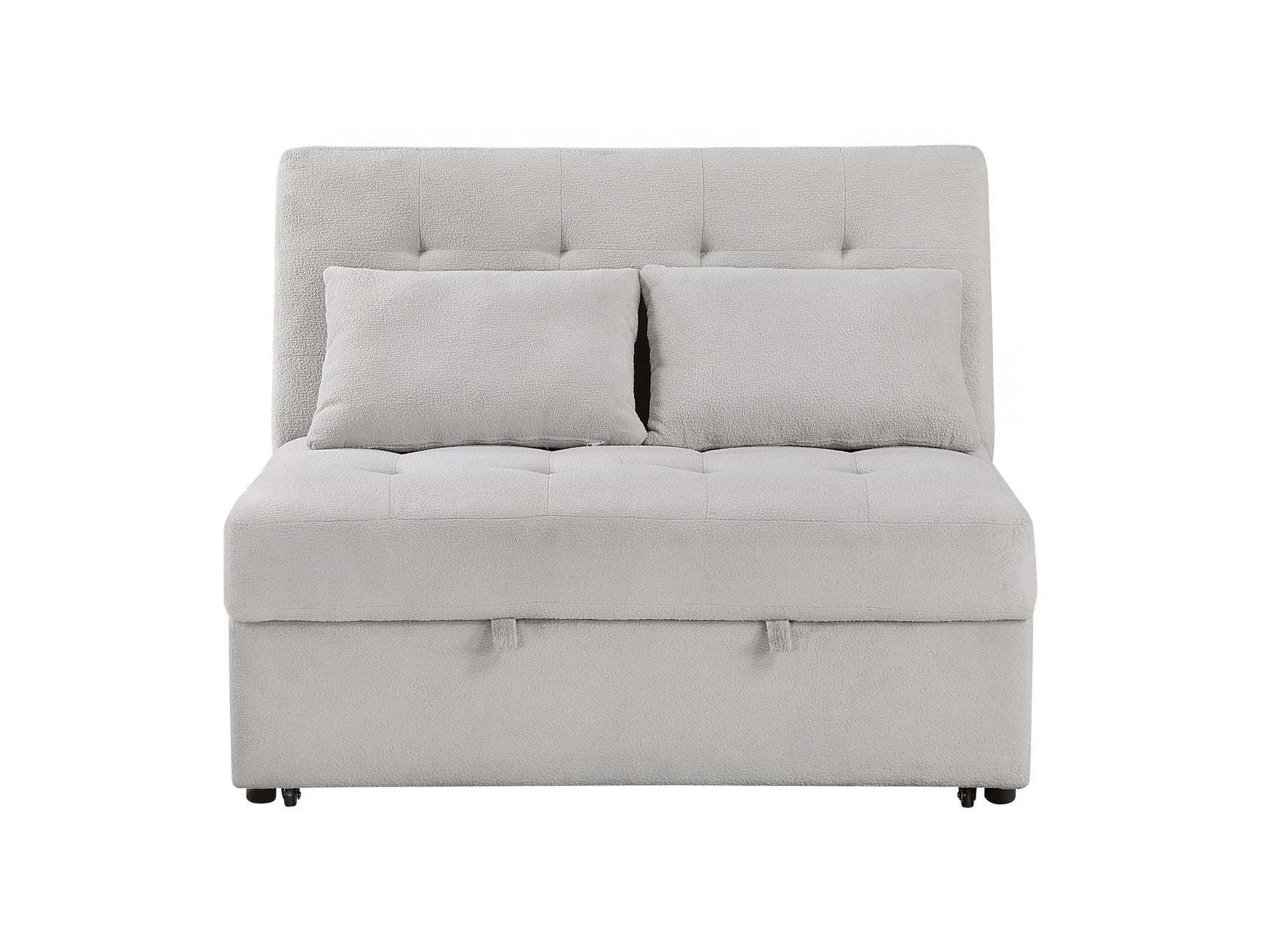 Desmond Gray Convertible Armless 2-Seater w/ Pull-Out Bed & Charging Ports - Ornate Home