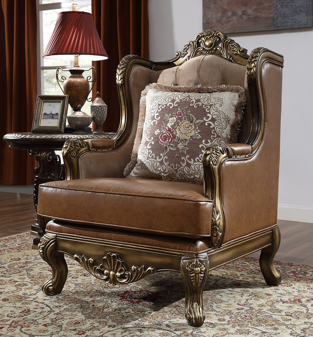 Despina Brown Cherry 3pc Living Room Set / HD-555 - Ornate Home