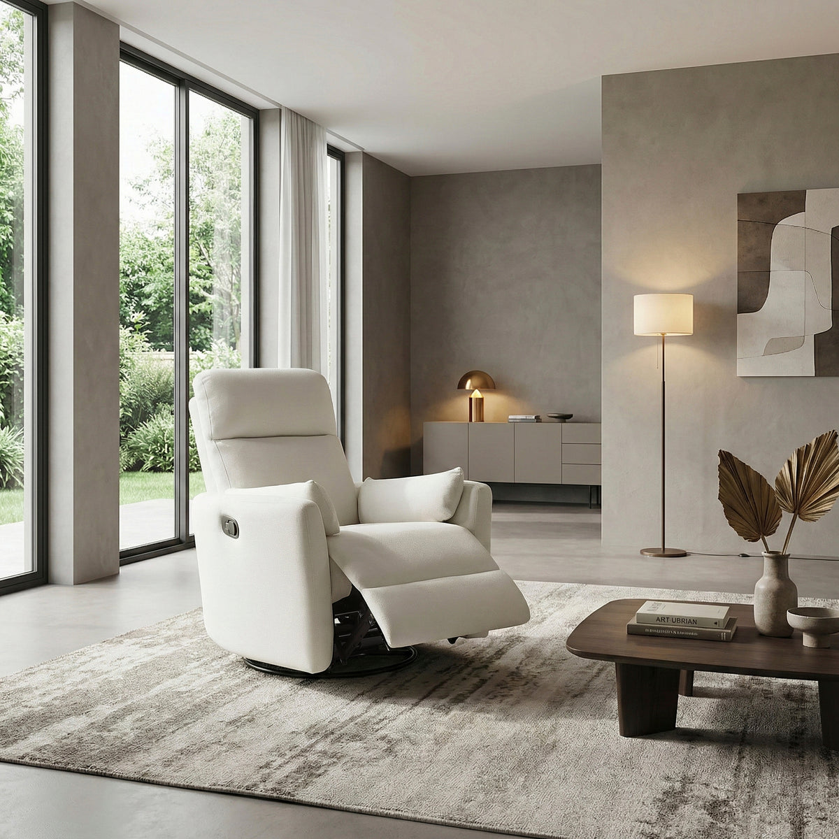 Desso Beige Swivel Glider Reclining Chair - Ornate Home