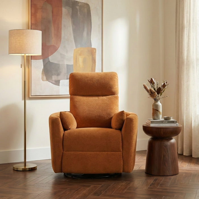 Desso Orange Swivel Glider Reclining Chair - Ornate Home