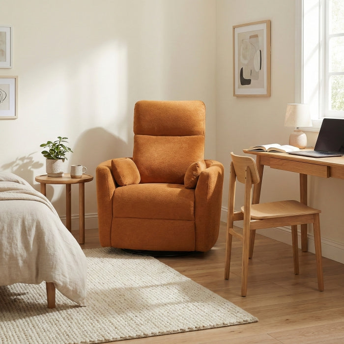 Desso Orange Swivel Glider Reclining Chair - Ornate Home