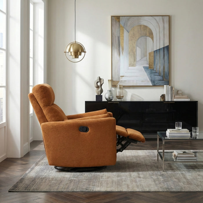 Desso Orange Swivel Glider Reclining Chair - Ornate Home