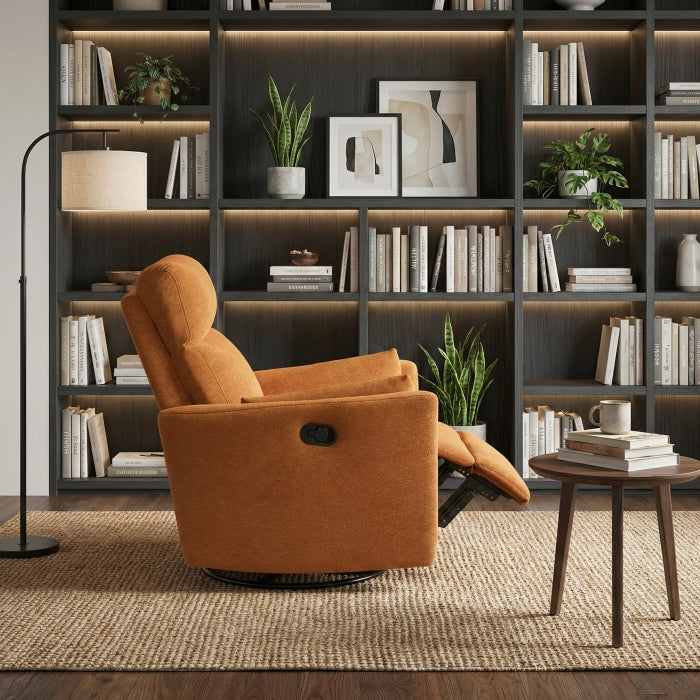 Desso Orange Swivel Glider Reclining Chair - Ornate Home