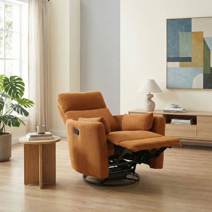 Desso Orange Swivel Glider Reclining Chair - Ornate Home
