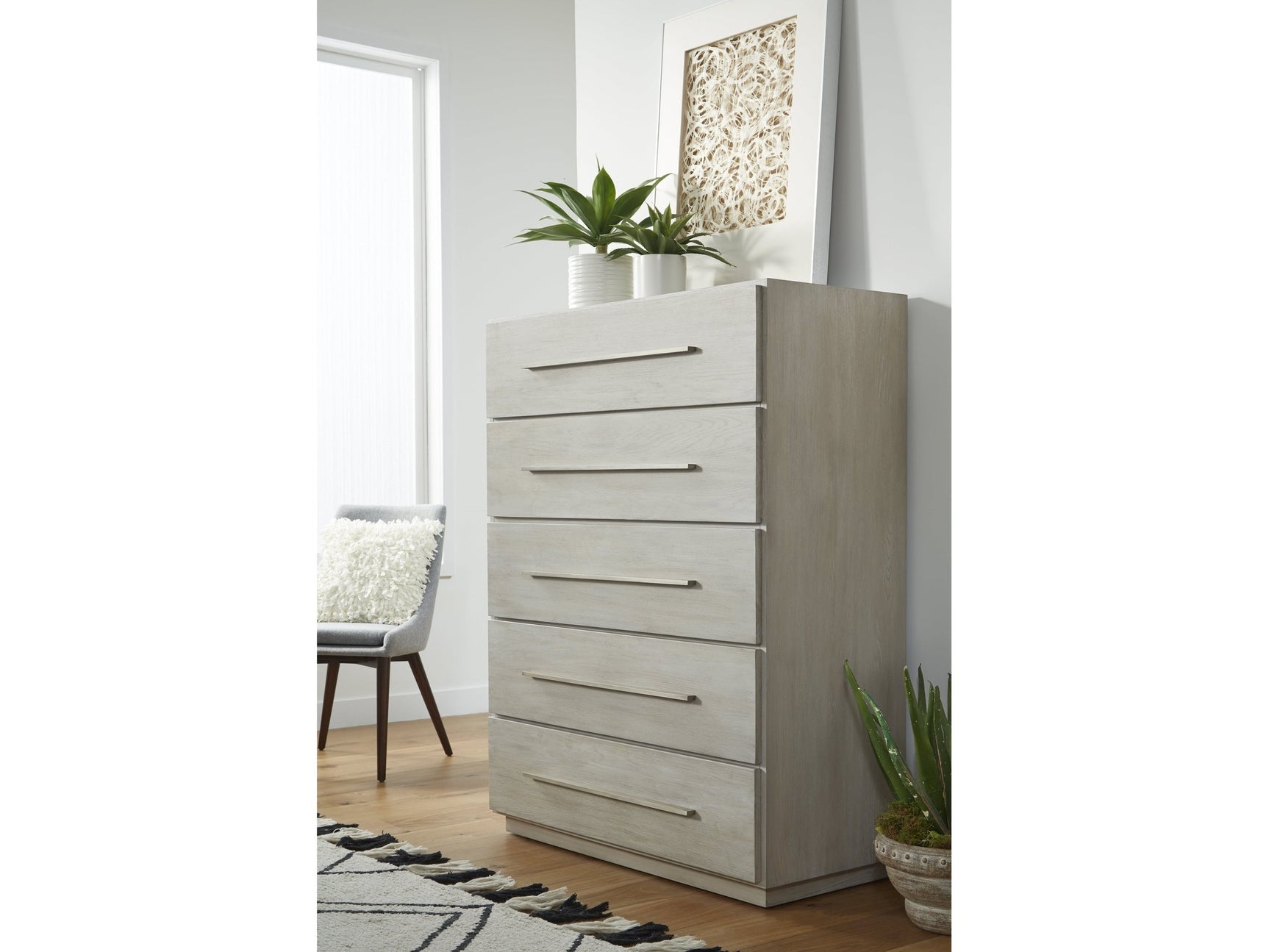Destination Five Drawer Chest in Cotton Grey - Ornate Home