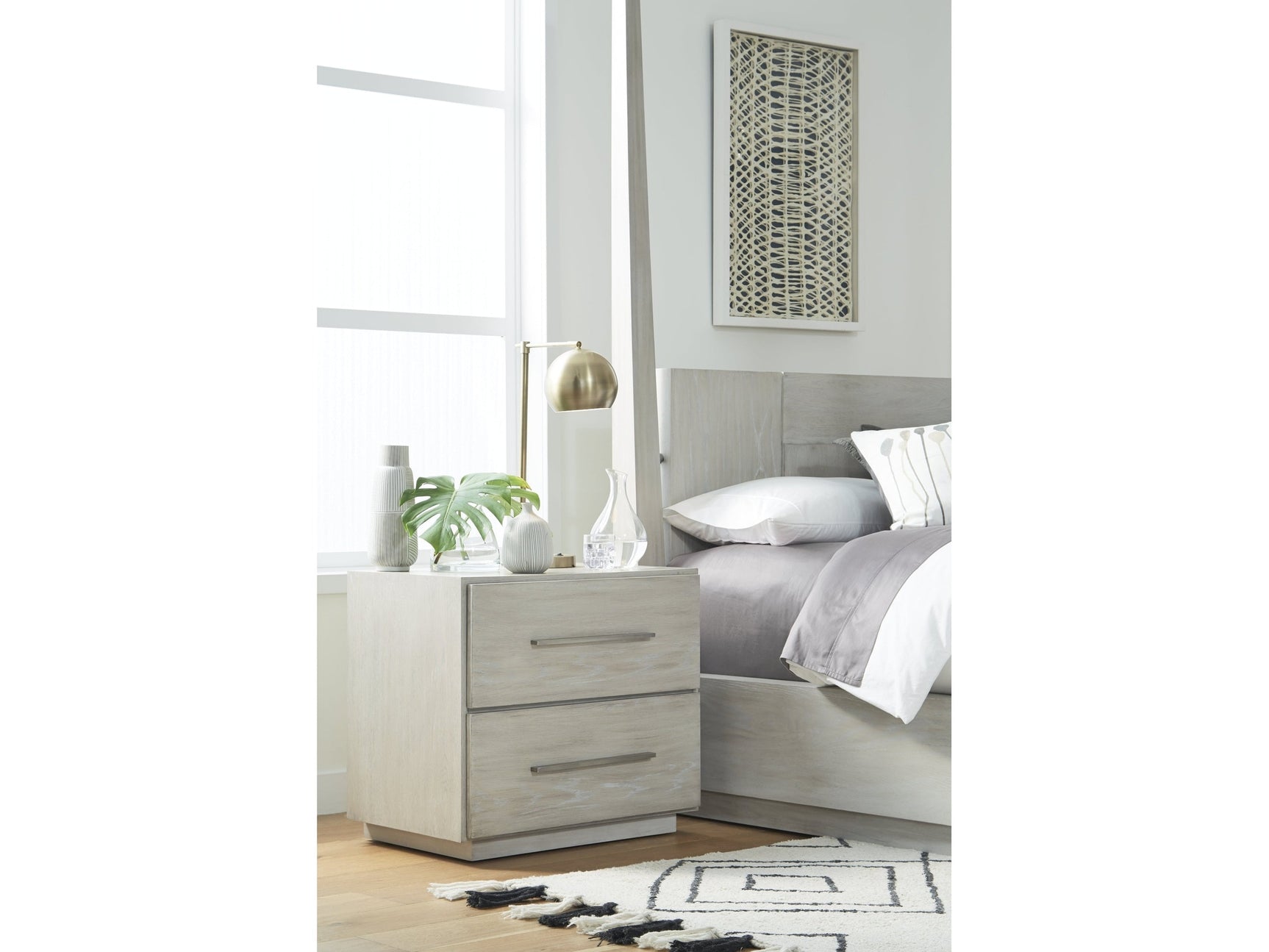 Destination Two Drawer Nightstand in Cotton Grey - Ornate Home