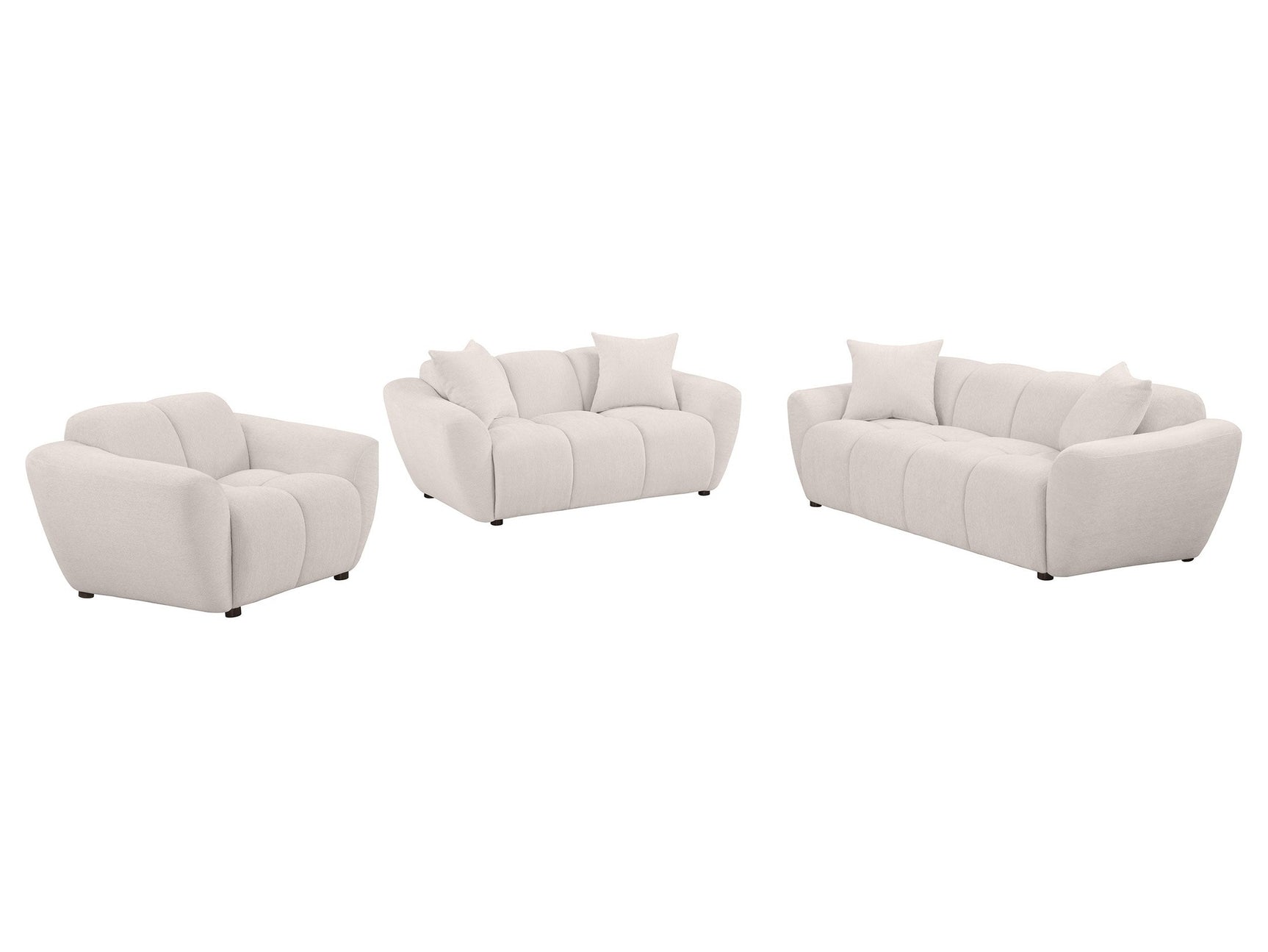 Destino Greige 3-piece Chenille Splayed Arm Sofa Set - Ornate Home