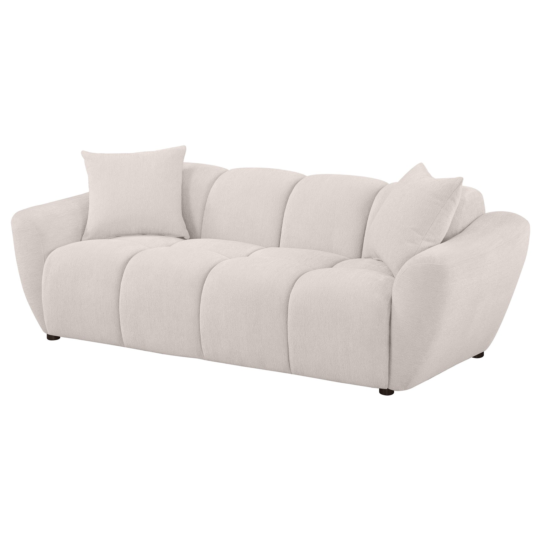 Destino Greige Chenille Upholstered Splayed Arm Sofa - Ornate Home