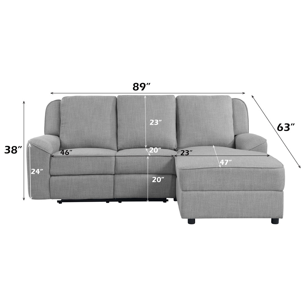 Destiny Gray Motion Sectional Sofa - Ornate Home