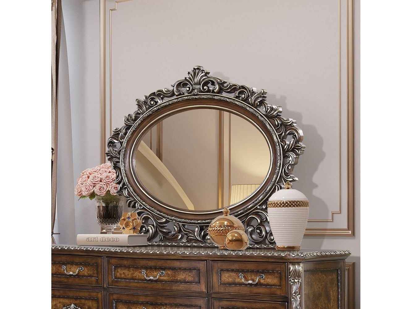 Devany Cherry Oval Mırror - Ornate Home