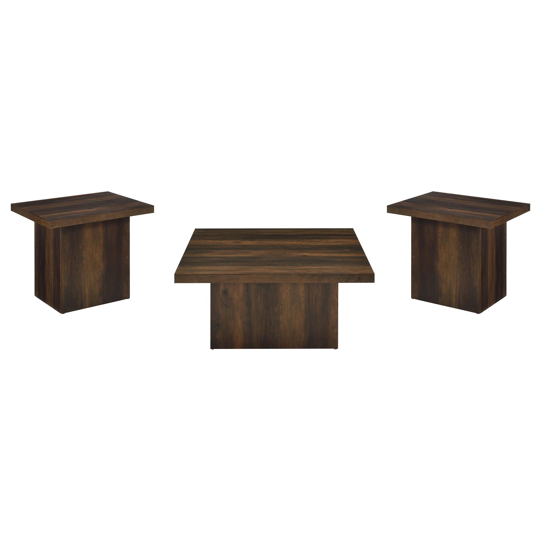 Devar Dark Pine 3-piece Square Coffee and End Table Set - Ornate Home